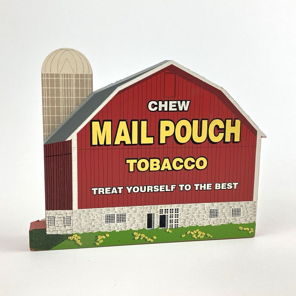 Shelia’s Collectibles Wood Chew Mail Pouch Tobacco Barn Wooden Shelf Sitter Deco